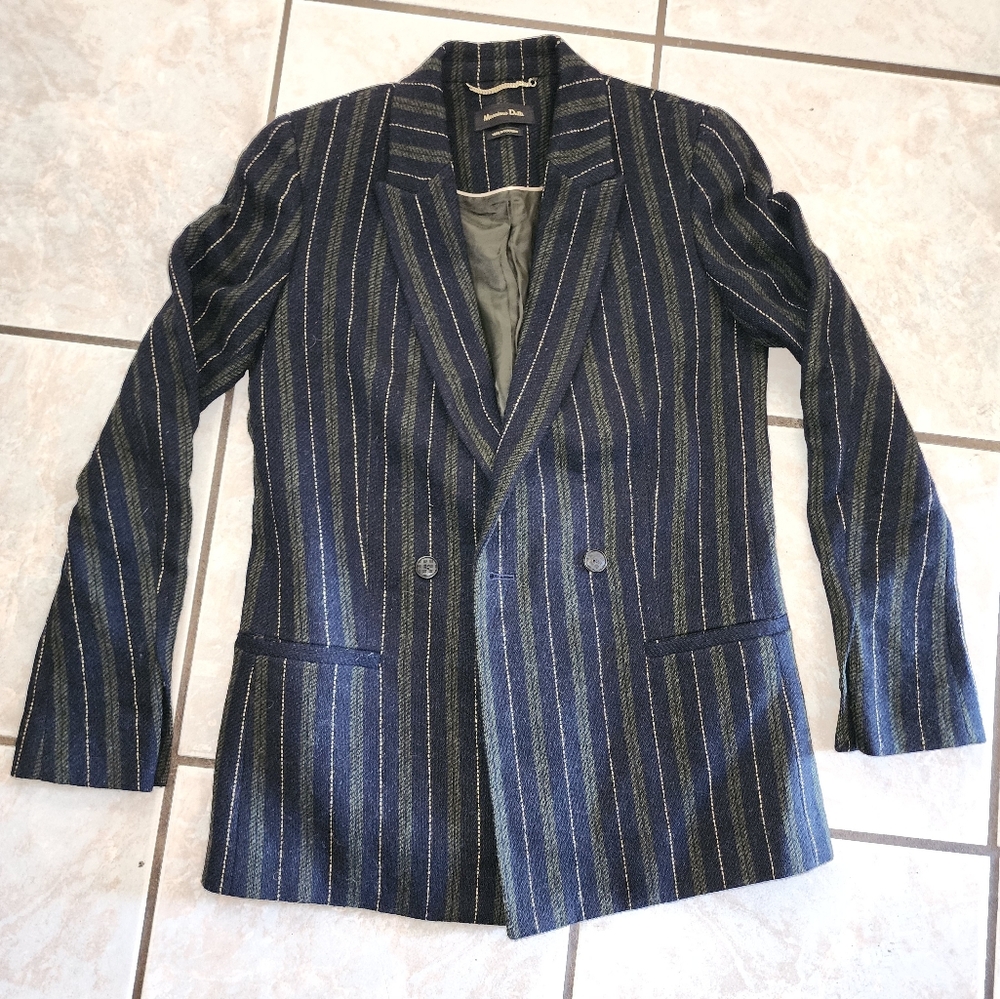 Massimo Dutti Navy Striped Blazer USA Size 4